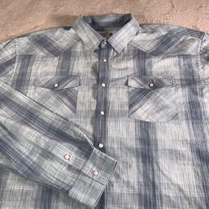 Panhandle Slim Shirt Mens 2XL Blue Plaid Western Cowboy Pearl Snap Long Sleeve